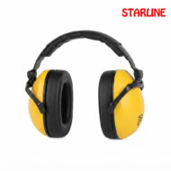 Pair of yellow and black protective earmuffs with a padded headband for hearing protection (Starline logo in corner).