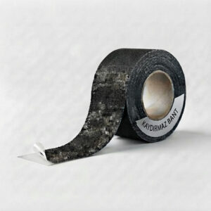 Roll of black anti-slip tape with textured surface, label reads 'KAYDIRMAZ BANT' (non-slip tape) on cardboard core.