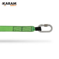 Green safety lanyard with a metal carabiner (KARAM Safety)