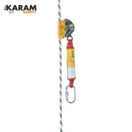 KARAM Safety rope access fall-arrest device attached to a rope with a metal carabiner