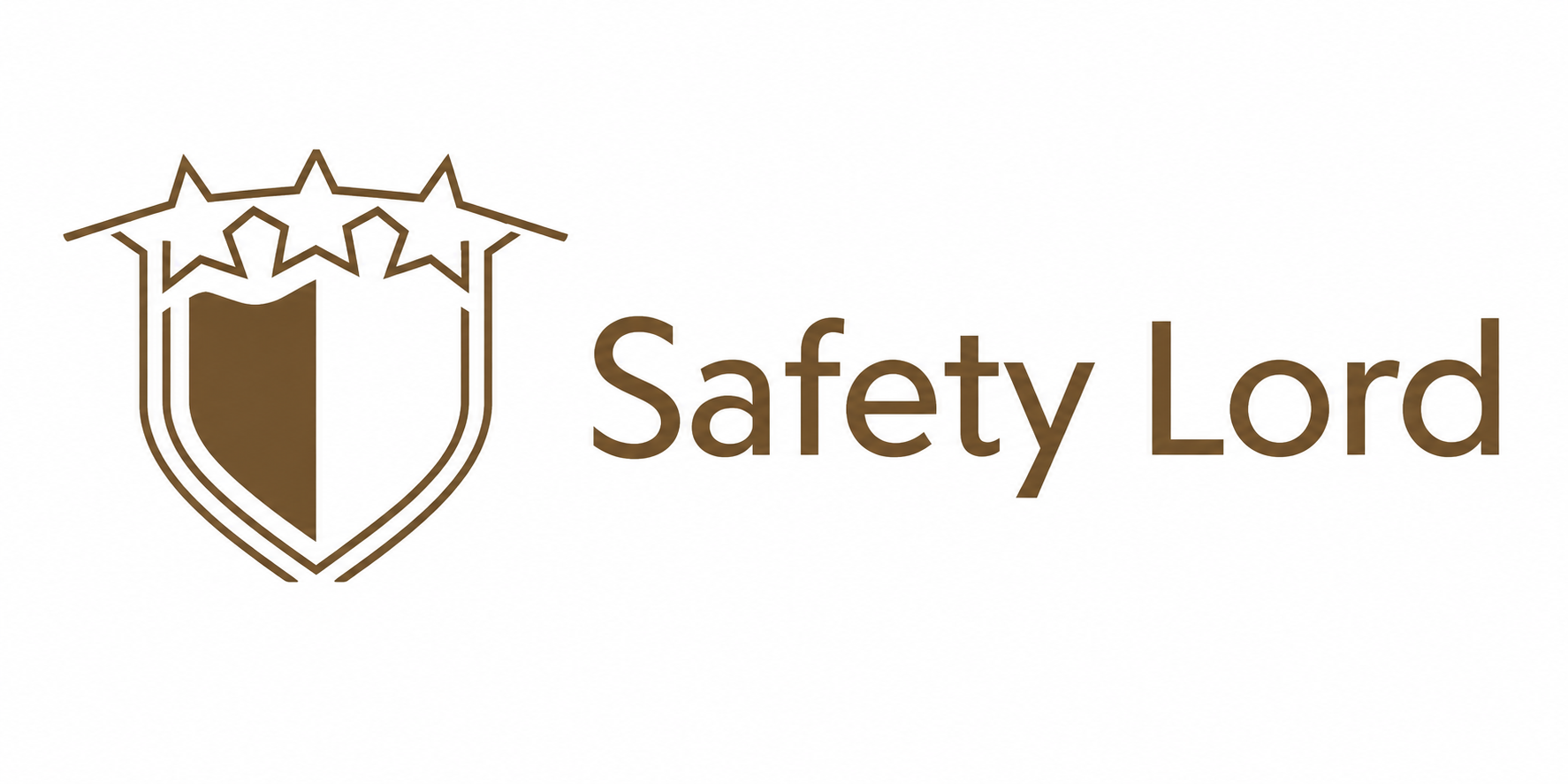 Safety Lord logo featuring a brown shield with oak-like top and star shapes, and the text 'Safety Lord' to the right.