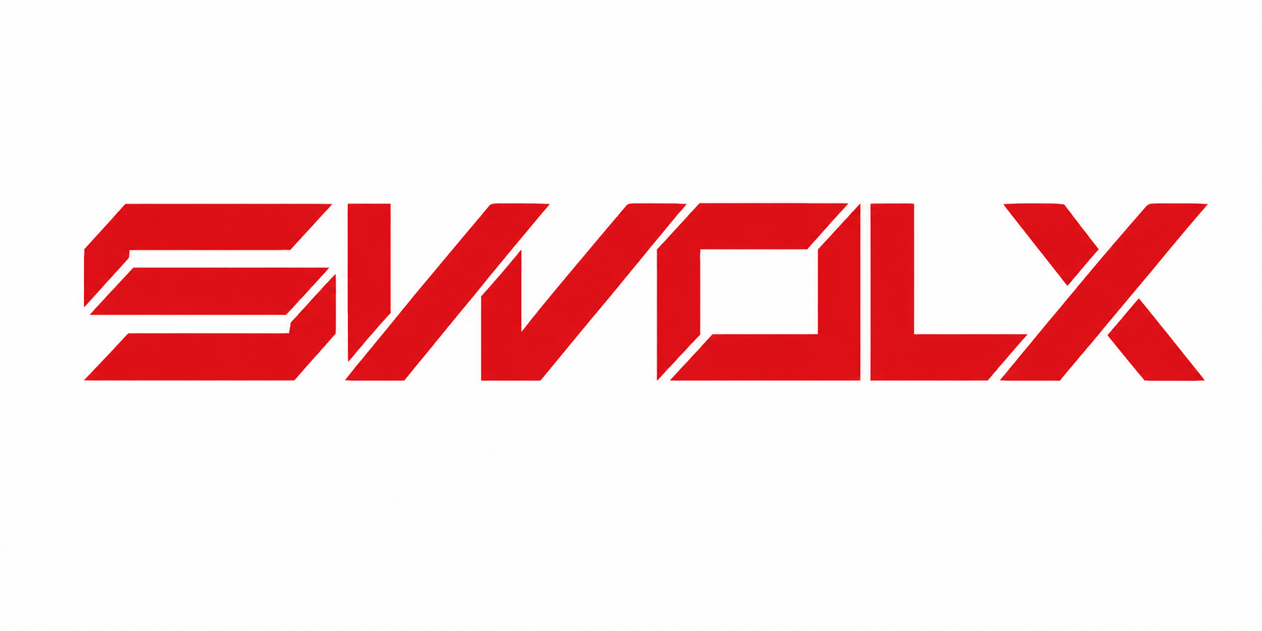 Red geometric logo spelling SWOLX on white background