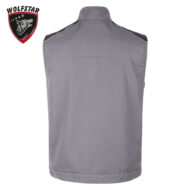 Back view of a gray sleeveless jacket with shoulder seams; Wolfstar logo visible in the top-left corner.