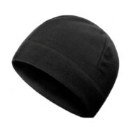 Black fleece-lined knit beanie hat for cold weather