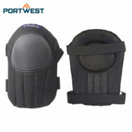 Portwest knee pads with hard plastic caps and padded straps, for knee protection during work.
