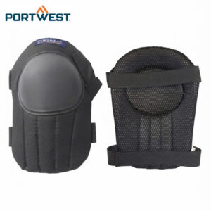 Portwest knee pads with hard plastic caps and padded straps, for knee protection during work.