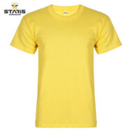 Yellow crew-neck short-sleeve T-shirt with Staris Workwear logo in the top-left corner.