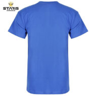 Blue short-sleeve T-shirt viewed from the back, with the STARIS Workwear logo in the top-left corner.
