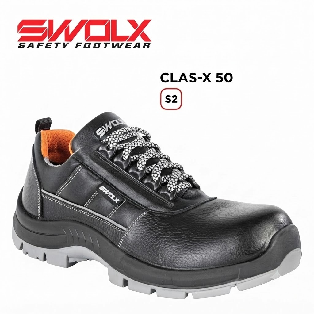 SWOLX Safety Footwear CLAS-X 50 S2 black safety shoe with orange lining and rugged sole