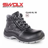Safety boot product from Swalx: CLAS-XL 10, black leather with reinforced toe and S2 rating.