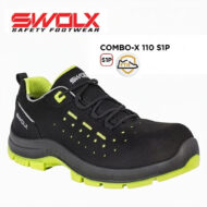 SWOLEX Combo-X 110 S1P safety shoe, black with lime-yellow accents and rugged outsole for work environments