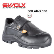 Black SWALX Solar-X 100 safety shoe with Velcro strap, S3 rating and rugged tread