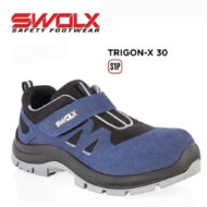 SWOX Trigon-X 30 safety shoe in blue and black with a Velcro strap and rugged sole