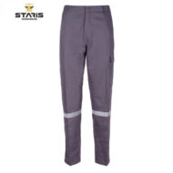 Purple work pants with a reflective silver band around the lower legs and a cargo pocket on the right thigh, shown against a white background.
