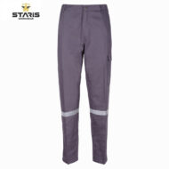 Purple work pants with a side cargo pocket and reflective bands around the lower legs, branded STARIS Workwear (logo shown).