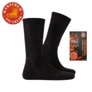 Pair of black thermal socks displayed with product packaging showing 'THERMAL INSOLATED SOCKS' and a red 'Maksimum Sıcaklık' badge