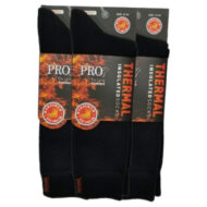 Pack of three black thermal socks with red/orange flame-themed packaging reading 'Thermal Insulated Socks'