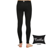 Back view of a person wearing black full-length leggings; slim fit with a mid-rise waist, and a small brand tag at the center back. Logo 'Toutku İç Giyim' in the bottom right corner.