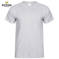 Gray short-sleeve crew-neck T-shirt on a white background, with a Staris Workwear logo in the top-left corner.