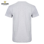 Back view of a light gray short-sleeve T-shirt with Staris Workwear logo in the top-left corner
