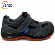 Dark blue children's Velcro sneaker with an orange outsole and a Vento logo in the top-left corner of the image.