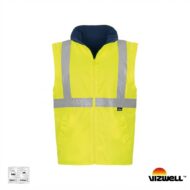 Neon yellow high-visibility safety vest with reflective silver stripes and a front zipper