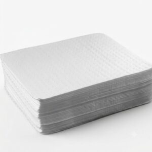 Stack of white facial tissues on a white background, neatly layered