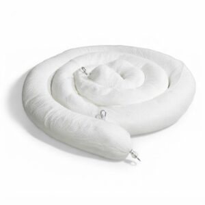 White U‑shaped travel neck pillow coiled in a spiral on a white background.