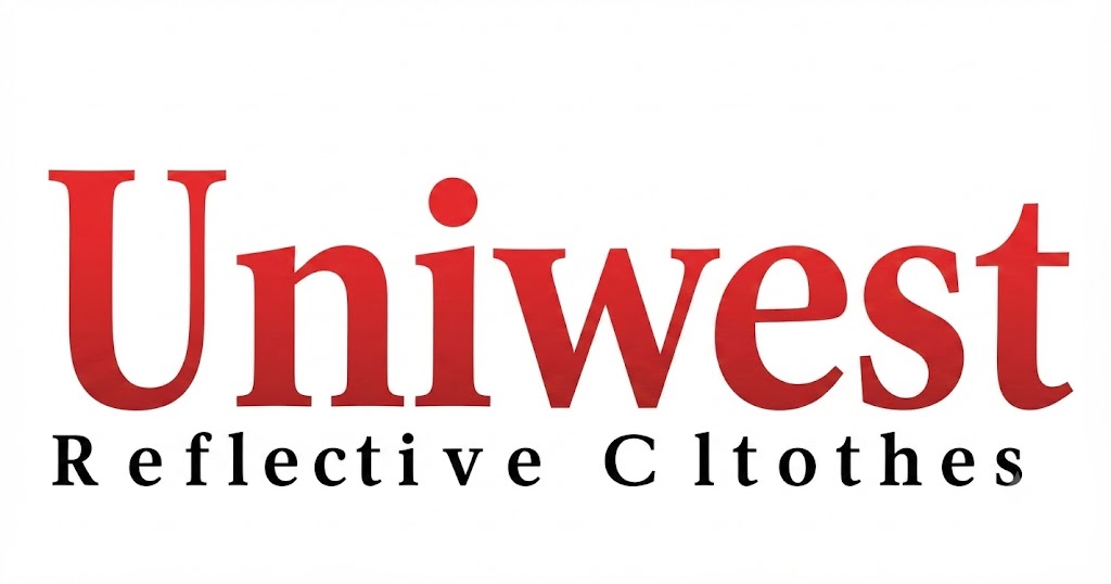 Uniwest logo in red serif font with black 'Reflective Clothes' tagline below.