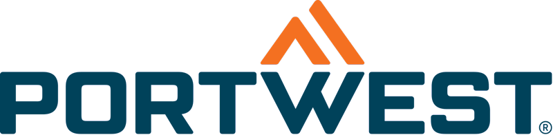 Portwest logo: orange mountain glyph above the dark blue PORTWEST wordmark.