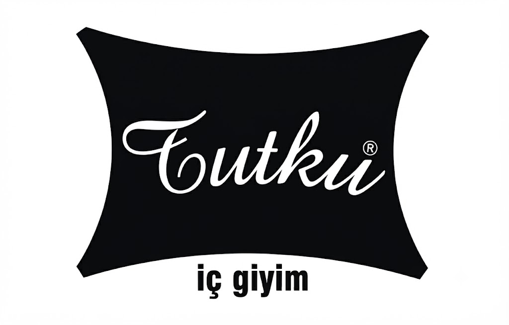 Brand logo for Tutku İç Giyim (underwear), with white cursive 'Tutku' on a black curved background.